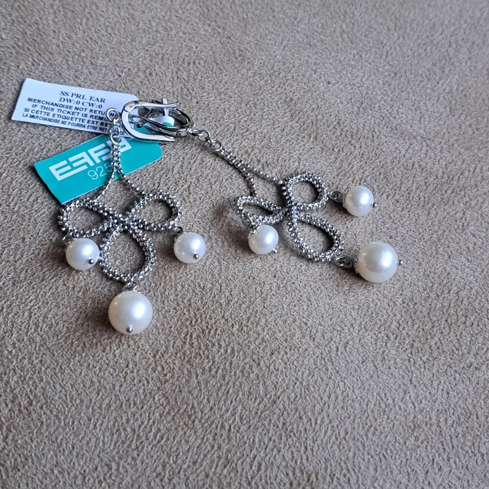 NWT EFFY Sterling silver and pearls earrings